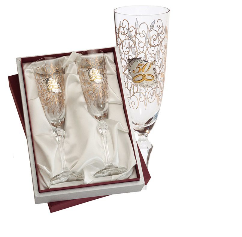 REGALO JUEGO 2 COPAS 50 ANIVERSARIO CRISTAL Y PLATA GA3068C