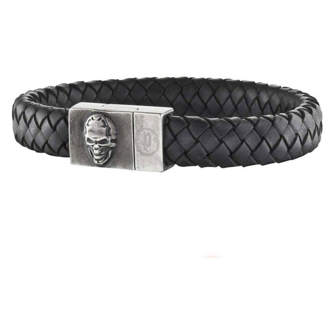 Pulsera hombre acero y piel police s14agq01b
