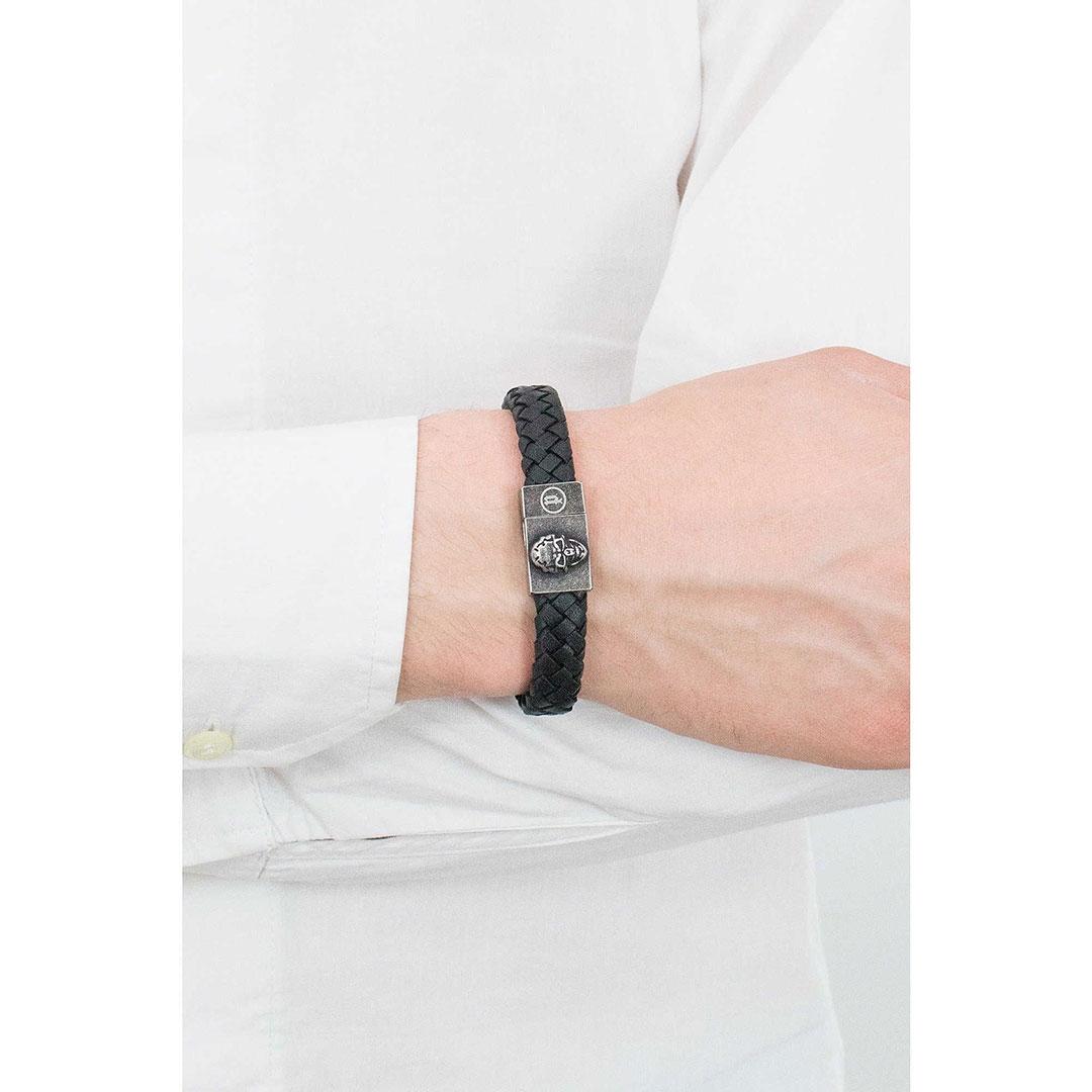 Pulsera hombre acero y piel police s14agq01b