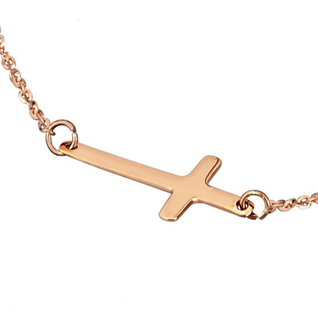 COLLAR MUJER PLATA DORADO ROSA LOTUS LP1223-1/3 CRUZ