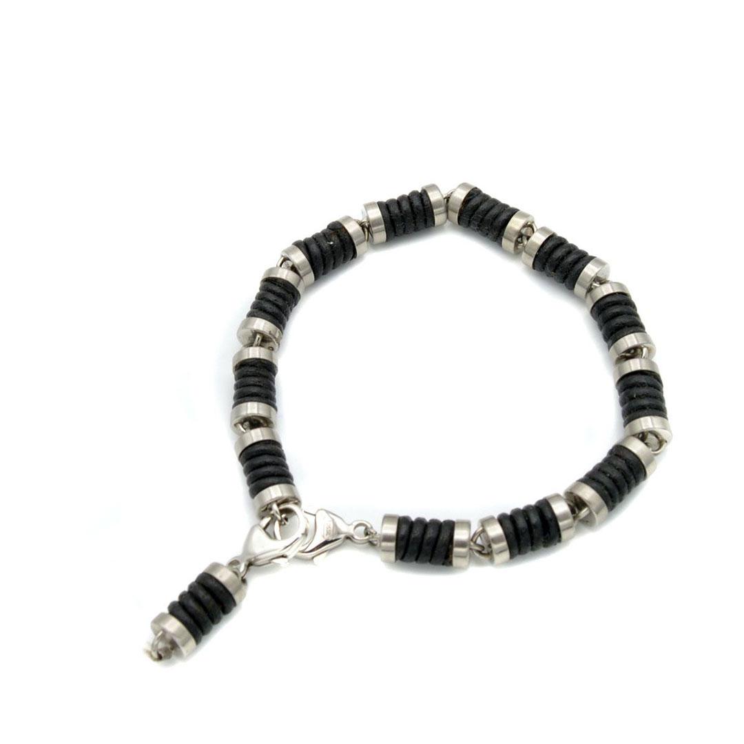 PULSERA UNISEX ACERO Y CUERO FOSSIL 81503040