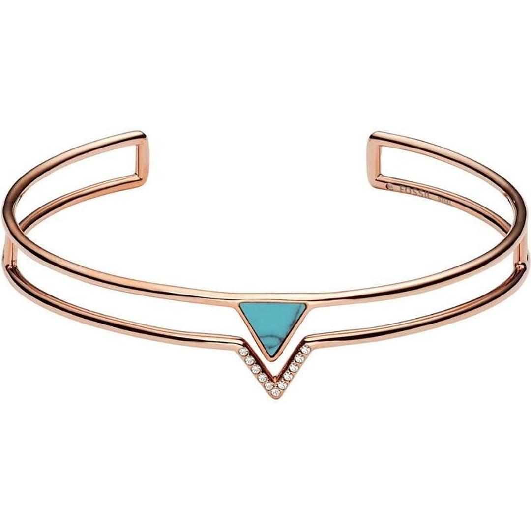 PULSERA MUJER FOSSIL ACERO  IP DORADO ROSE CON TURQUESA JF02