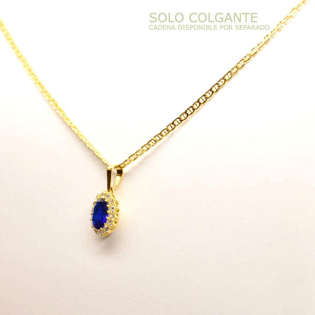 COLGANTE MUJER ORO 18K CON PIEDRA AZUL 101A