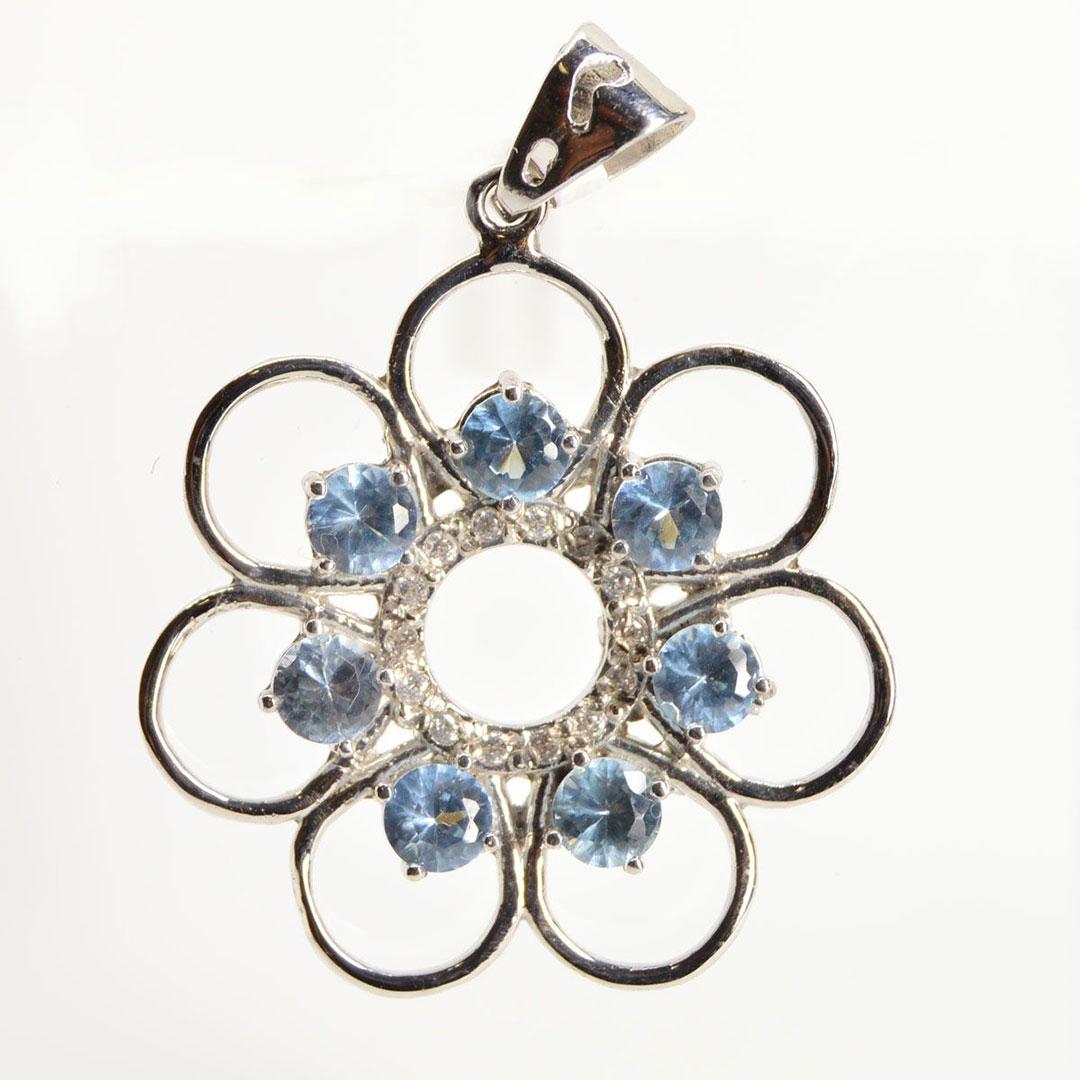 COLGANTE ORO BLANCO 18K CON AGUAMARINA Y CIRCONITAS 2194