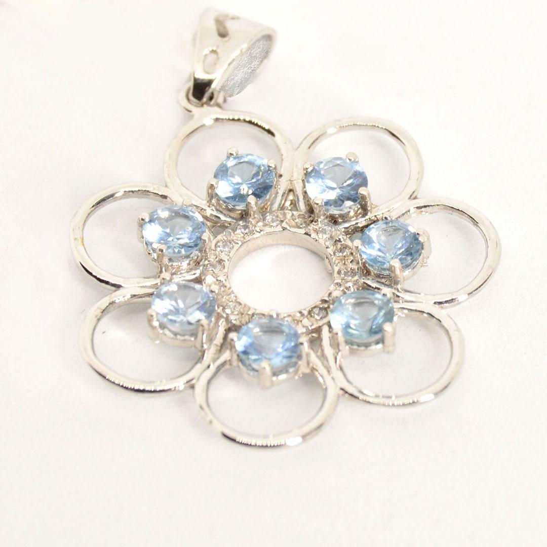 COLGANTE ORO BLANCO 18K CON AGUAMARINA Y CIRCONITAS 2194