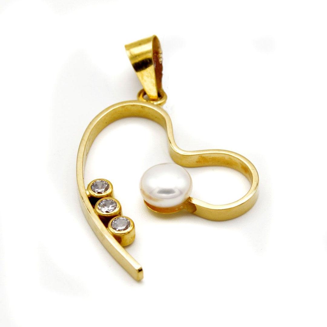 COLGANTE MUJER ORO 18K CORAZÓN CON PERLAS 4650