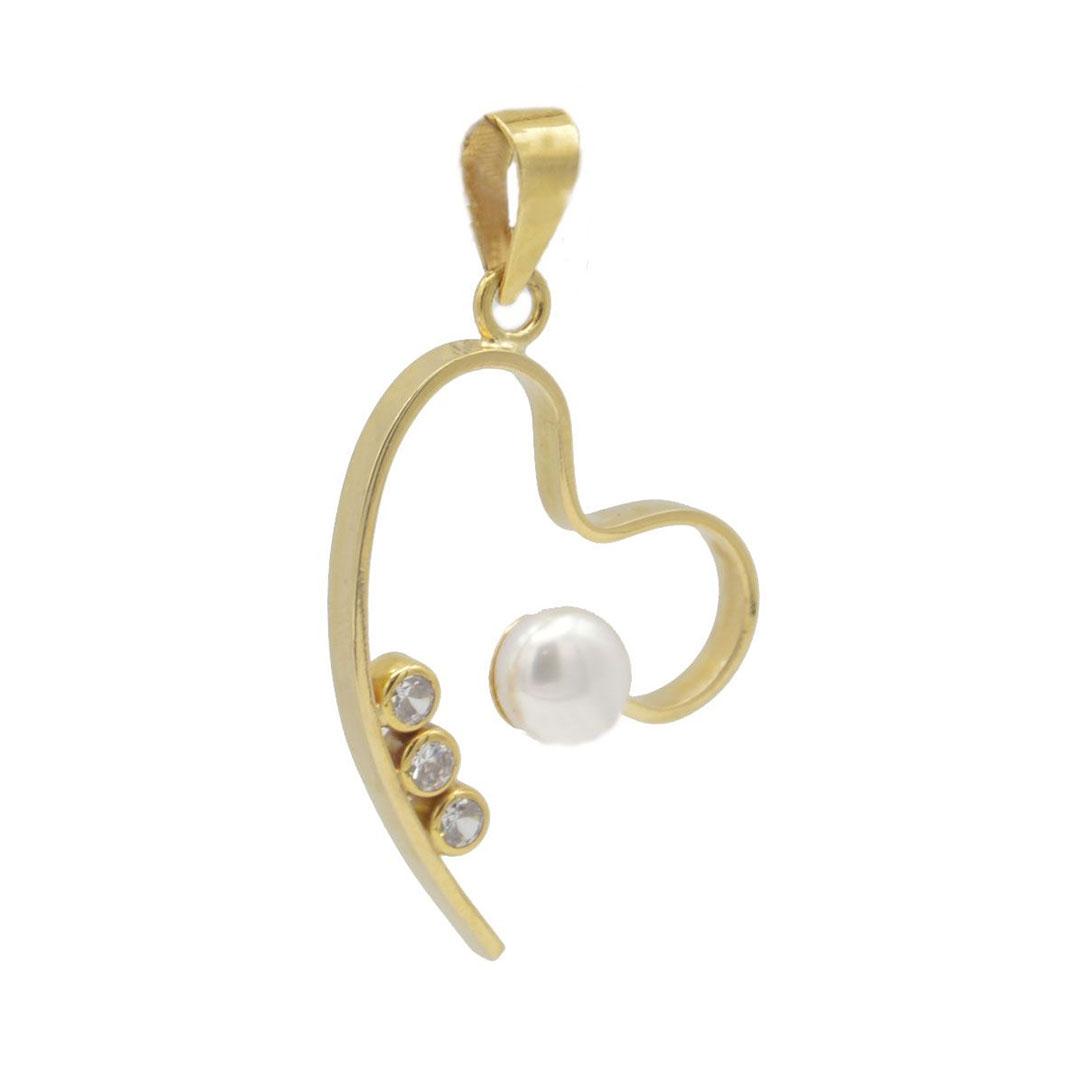 COLGANTE MUJER ORO 18K CORAZÓN CON PERLAS 4650