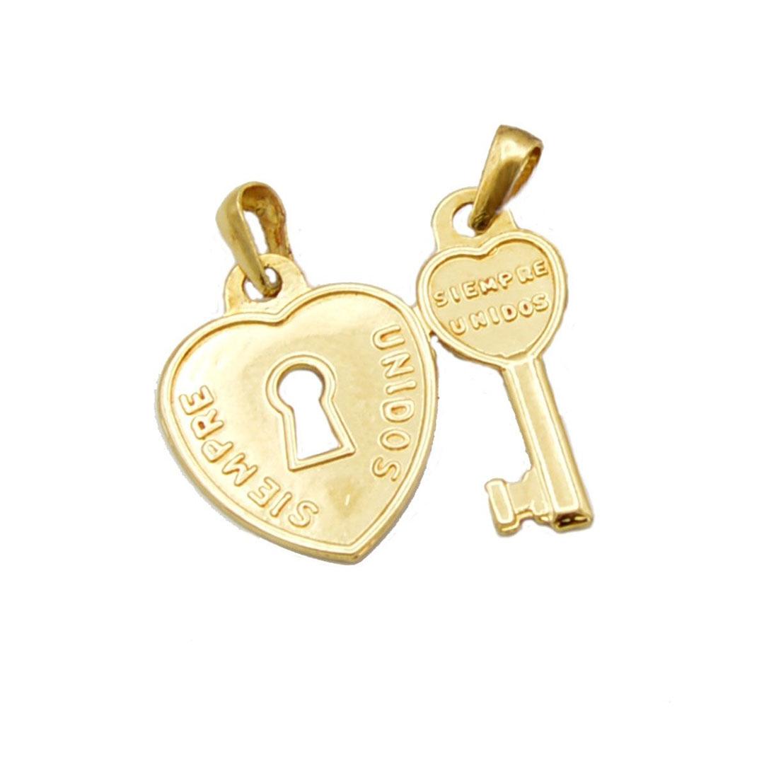 COLGANTE UNISEX ORO 18K CANDADO CORAZÓN   LLAVE 60917