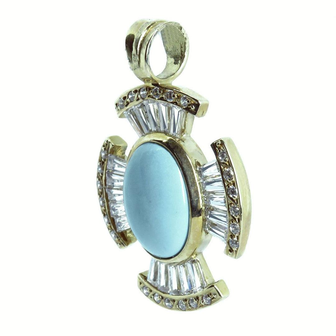 COLGANTE CRUZ ORO 18K CON TURQUESA 1538A