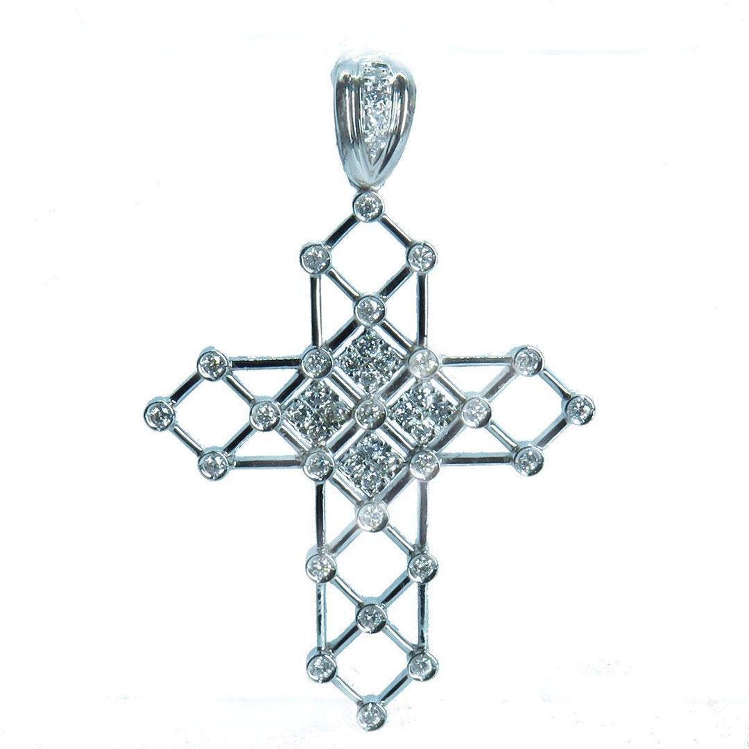 COLGANTE CRUZ ORO BLANCO 18K CON BRILLANES 67BT