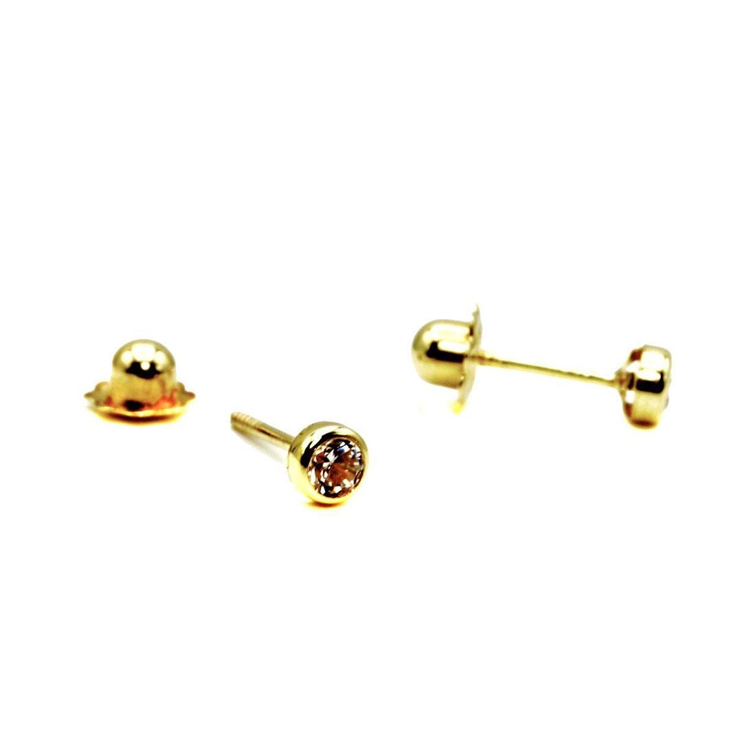 PENDIENTES INFANTIL ORO 18K CON CIRCONITA 1001