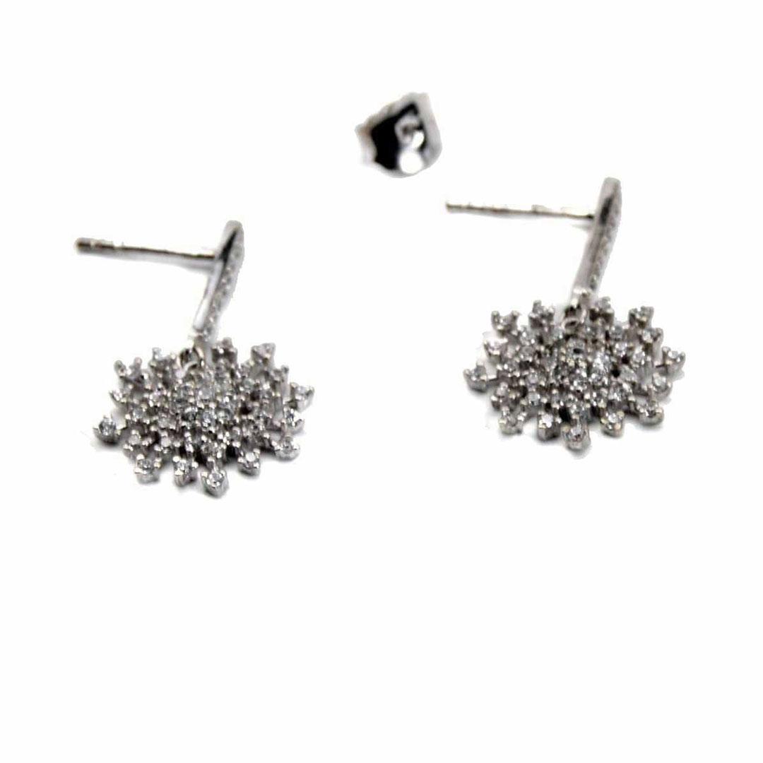 PENDIENTES LARGOS MUJER ORO BLANCO 18K CIRCONITAS 10241