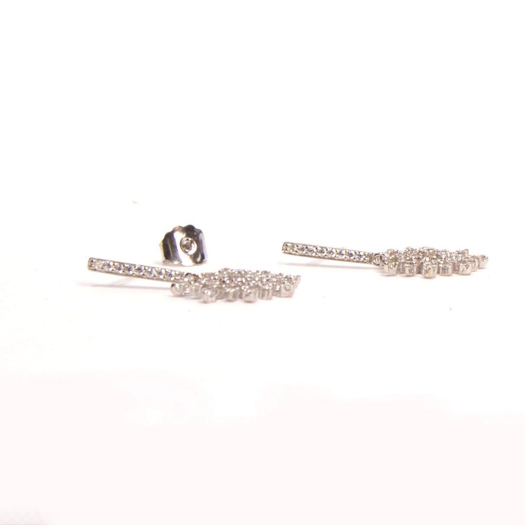 PENDIENTES LARGOS MUJER ORO BLANCO 18K CIRCONITAS 10241