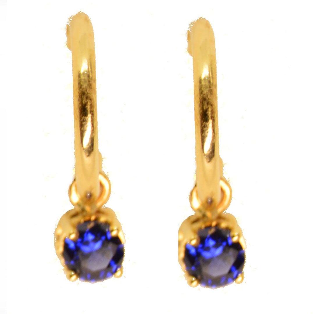 PENDIENTE ARO MUJER ORO 18K CIRCONITA AZUL 10966