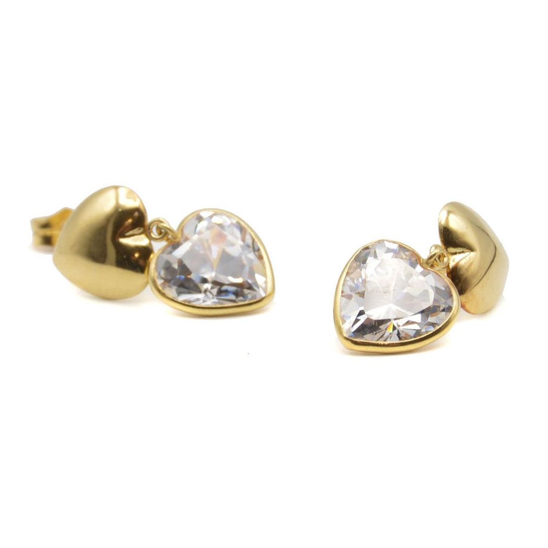 PENDIENTES MUJER ORO 18K CORAZÓN CIRCONITA 1117