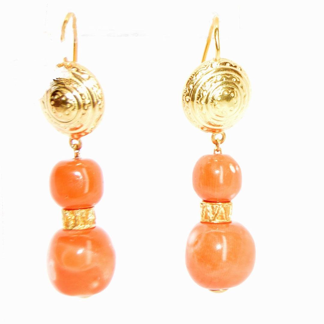 PENDIENTES MUJER ORO 18K CON CORAL ROJO MOMO 1140020