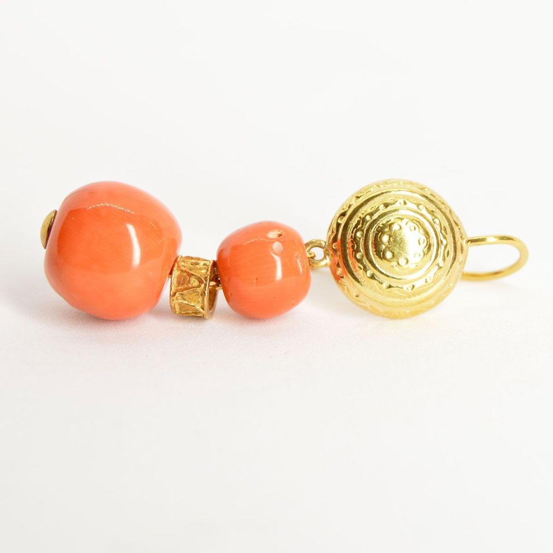 PENDIENTES MUJER ORO 18K CON CORAL ROJO MOMO 1140020