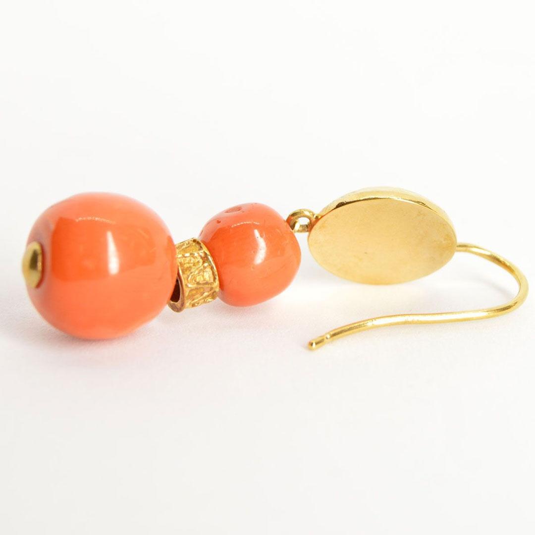 PENDIENTES MUJER ORO 18K CON CORAL ROJO MOMO 1140020
