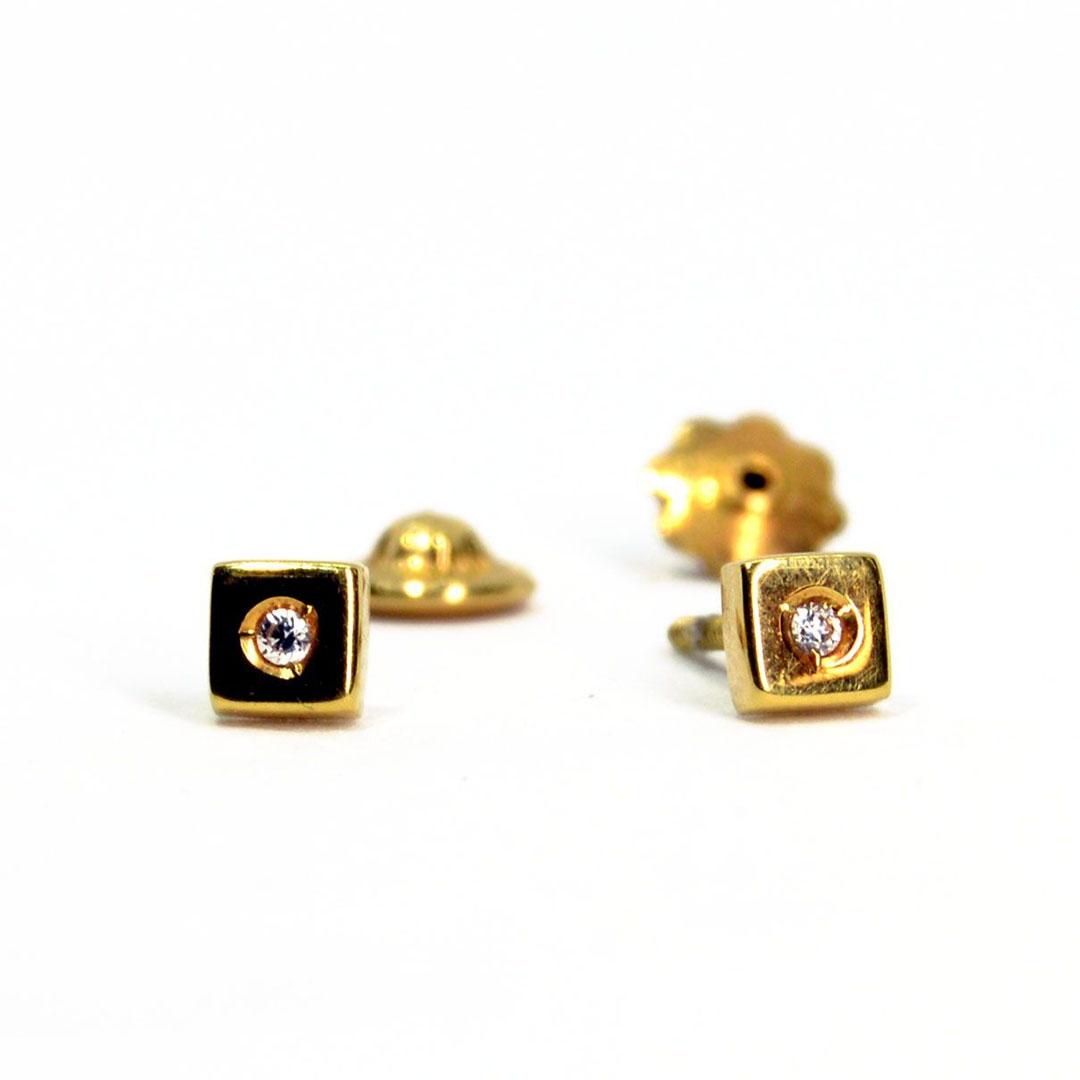 PENDIENTES ORO 18K NIÑA CUADRADOS 12735