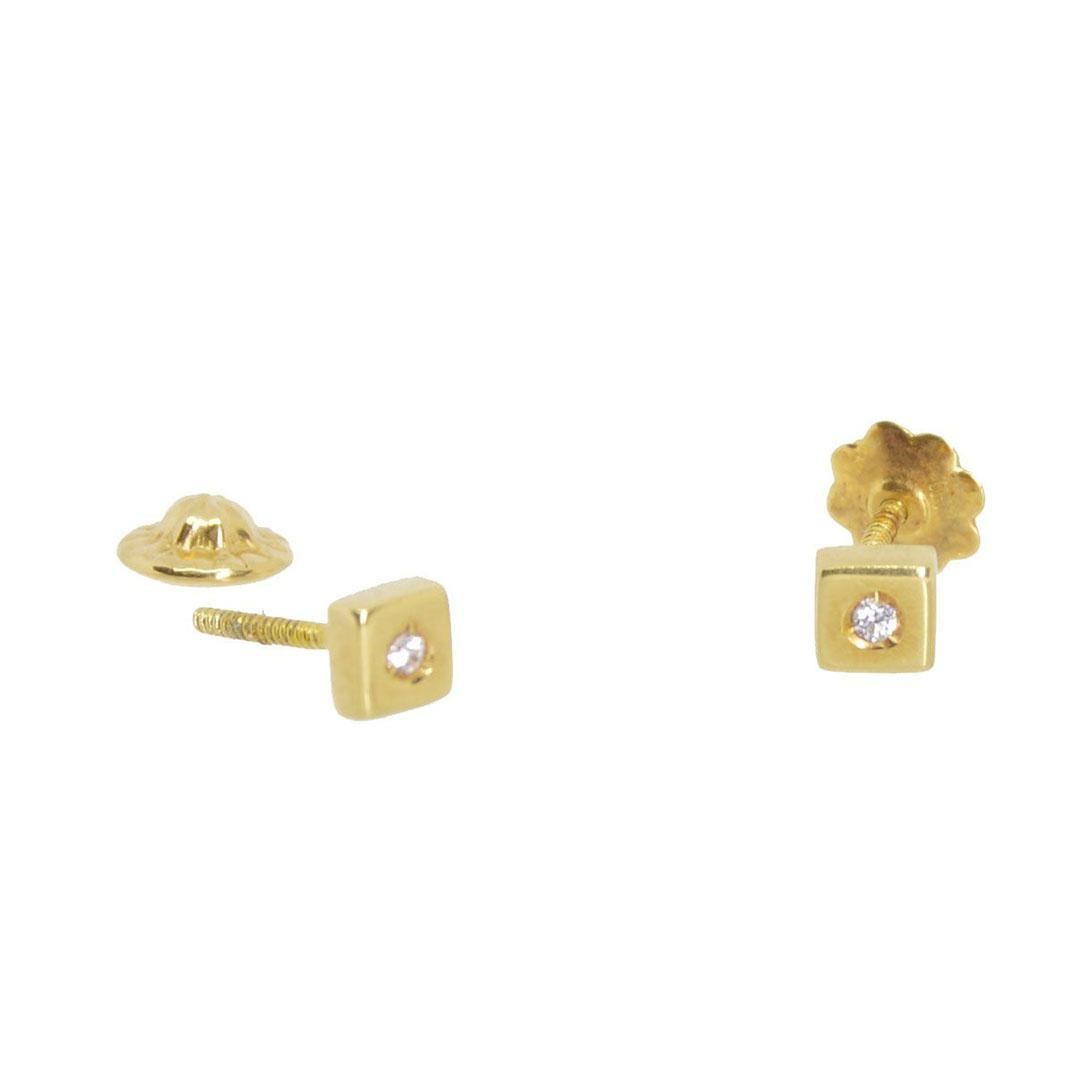 PENDIENTES ORO 18K NIÑA CUADRADOS 12735