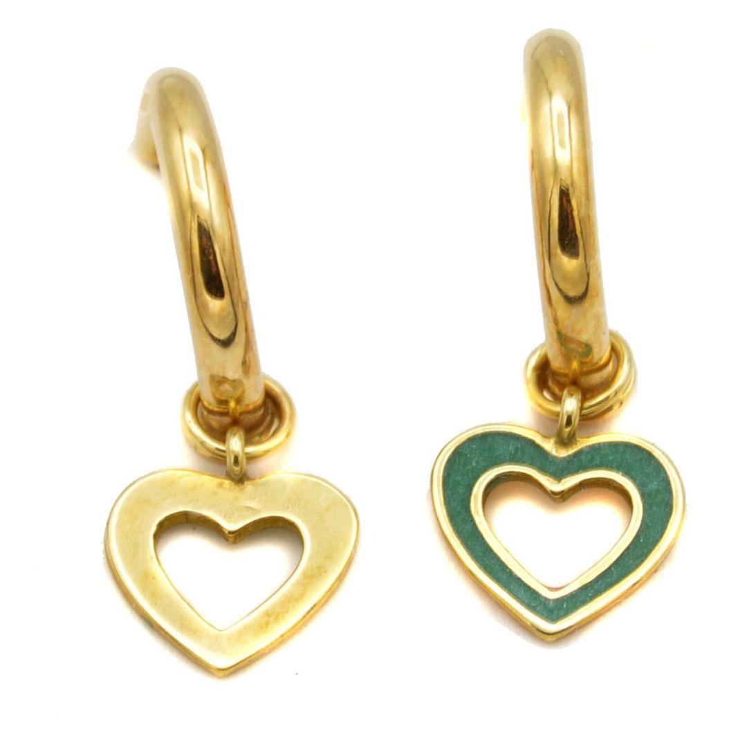 PENDIENTES MUJER ORO 18K SEMIARO CON CHARM CORAZÓN 1385VA