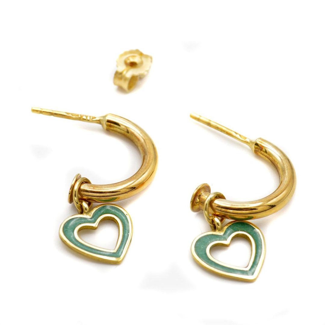 PENDIENTES MUJER ORO 18K SEMIARO CON CHARM CORAZÓN 1385VA