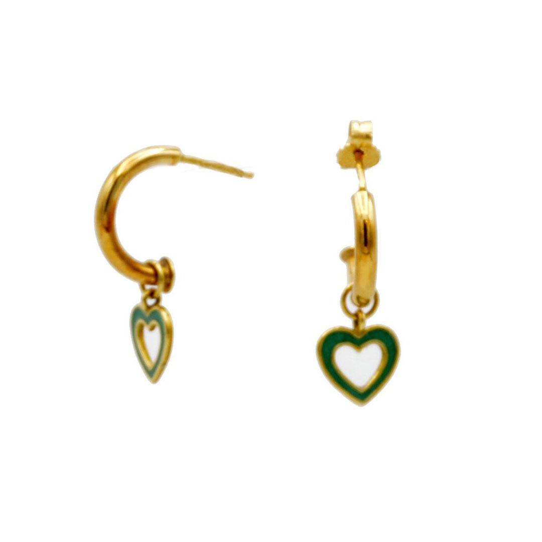 PENDIENTES MUJER ORO 18K SEMIARO CON CHARM CORAZÓN 1385VA