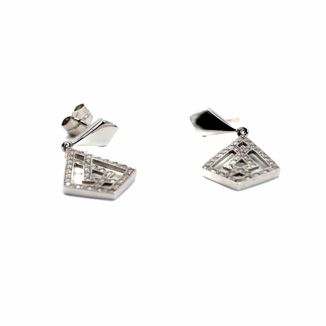 PENDIENTES LARGOS MUJER ORO BLANCO 18K CON CIRCONITAS 2100