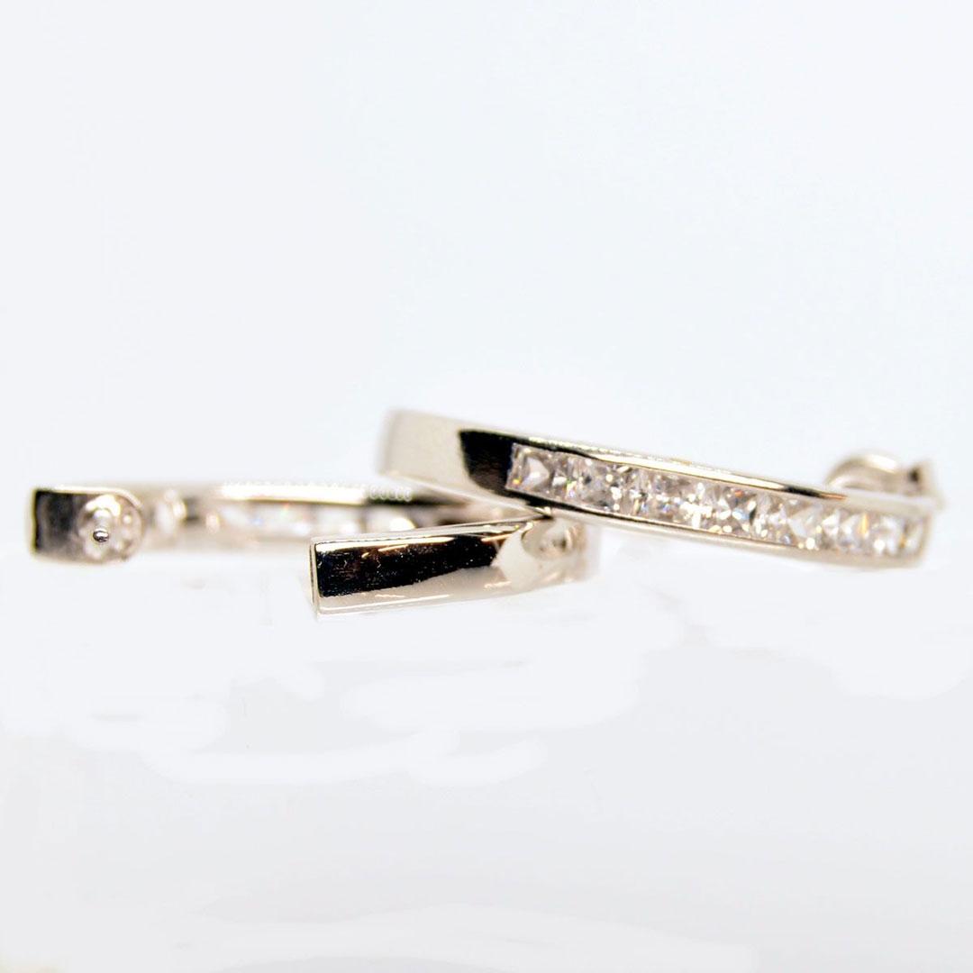 PENDIENTE ARO MUJER ORO BLANCO 18K CIRCONITAS 21156