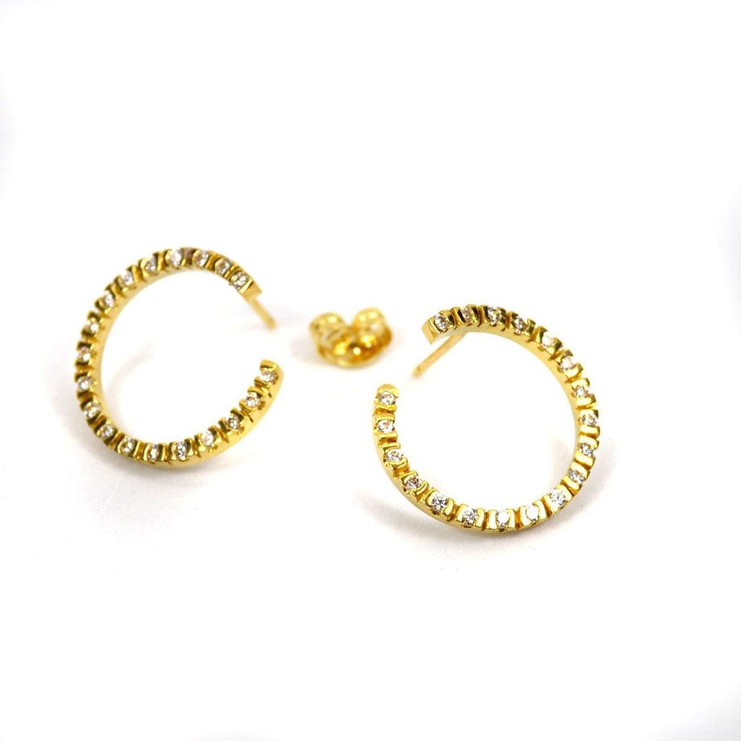 PENDIENTES MUJER ORO 18K SEMIARO CON CIRCONITAS 214821