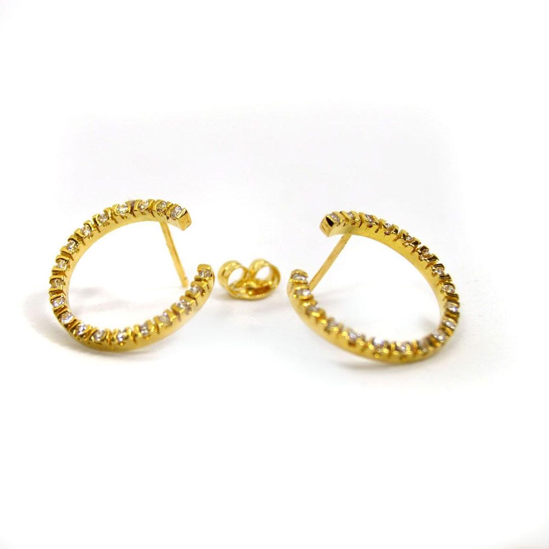 PENDIENTES MUJER ORO 18K SEMIARO CON CIRCONITAS 214821