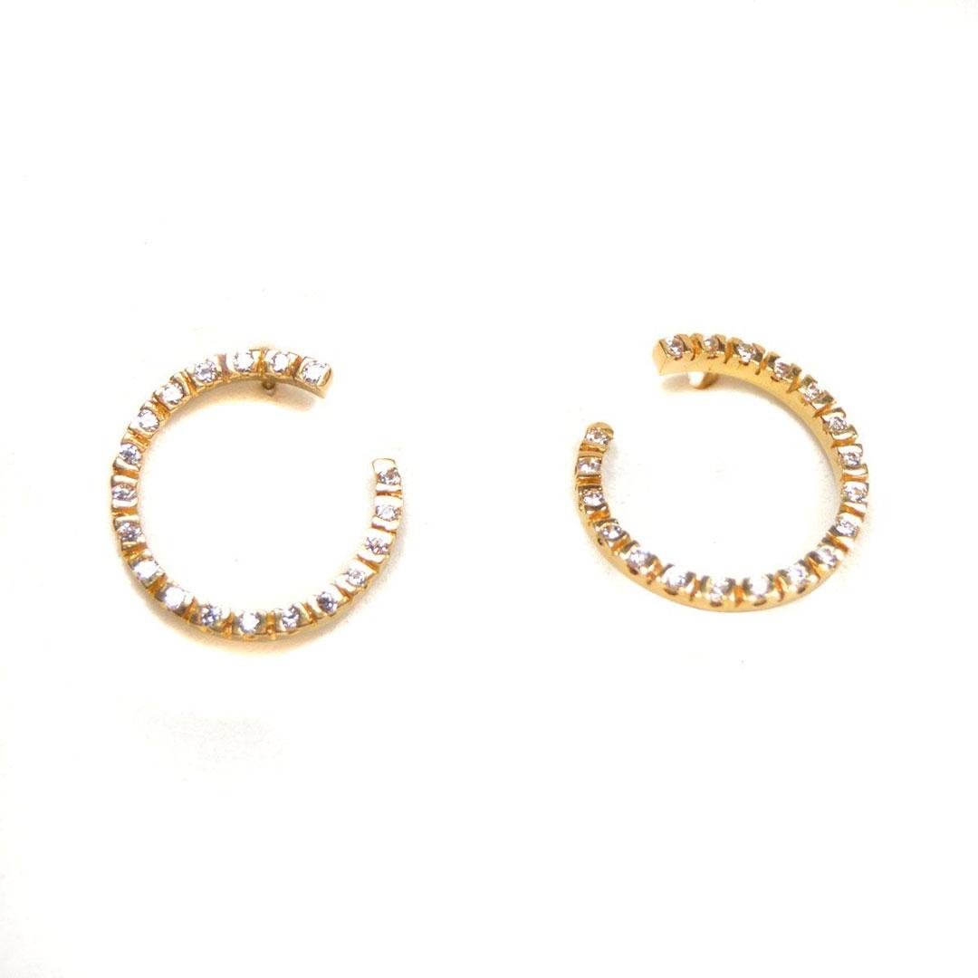 PENDIENTES MUJER ORO 18K SEMIARO CON CIRCONITAS 214821