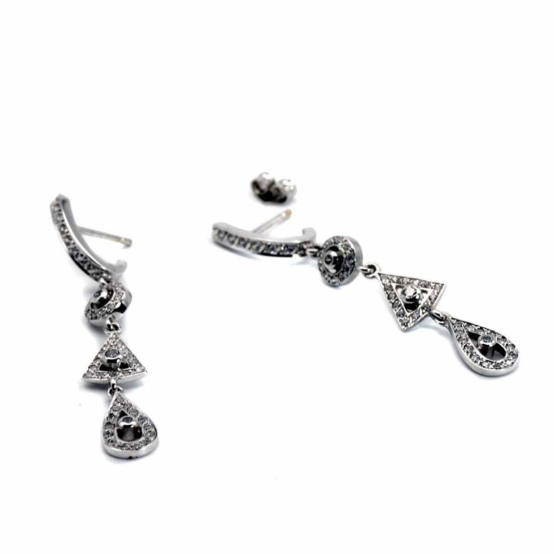 PENDIENTES ORO BLANCO LARGOS