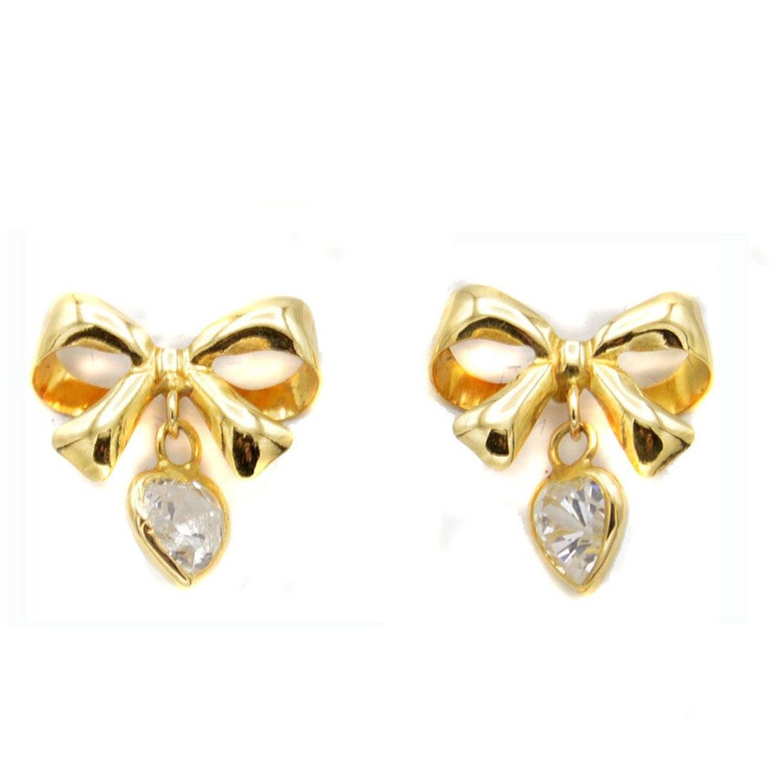 PENDIENTES MUJER ORO 18K LAZO   CORAZÓN CON CIRCONITA 2331RA