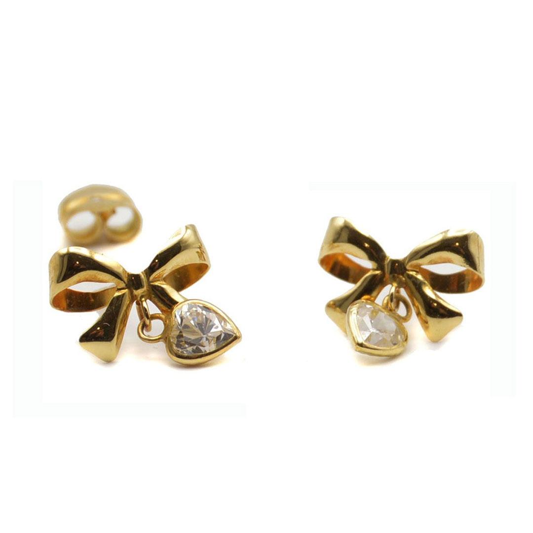 PENDIENTES MUJER ORO 18K LAZO   CORAZÓN CON CIRCONITA 2331RA