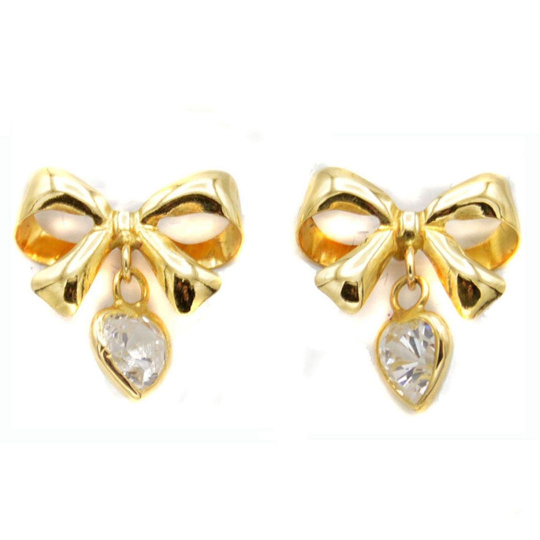 PENDIENTES MUJER ORO 18K LAZO   CORAZÓN CON CIRCONITA 2332RA