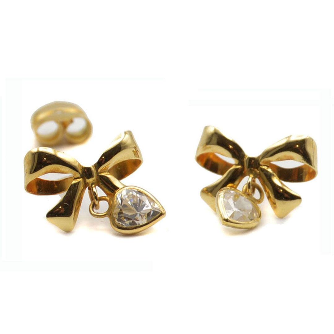 PENDIENTES MUJER ORO 18K LAZO   CORAZÓN CON CIRCONITA 2332RA