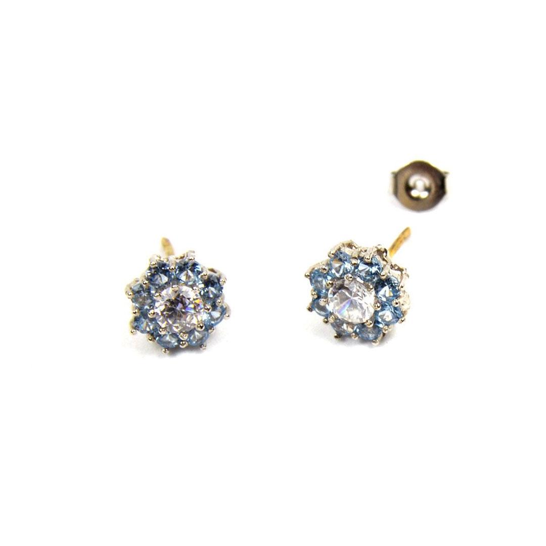 PENDIENTES MUJER ORO BLANCO 18K AGUA MARINA Y CIRCONITAS 317