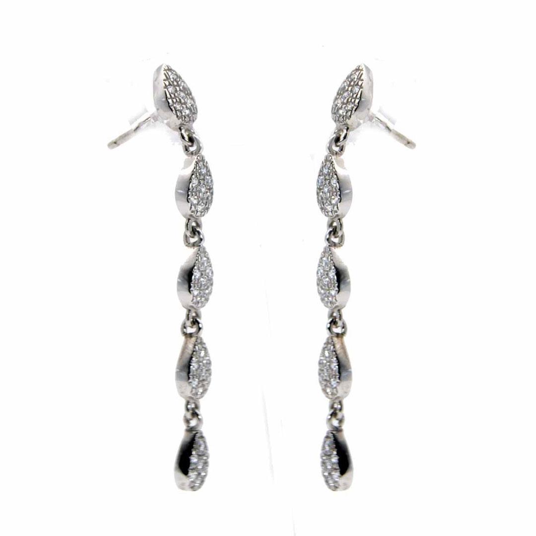 PENDIENTES LARGOS MUJER ORO BLANCO 18K CON CIRCONITAS 3246V