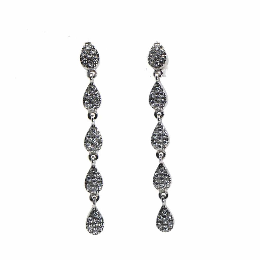 PENDIENTES LARGOS MUJER ORO BLANCO 18K CON CIRCONITAS 3246V