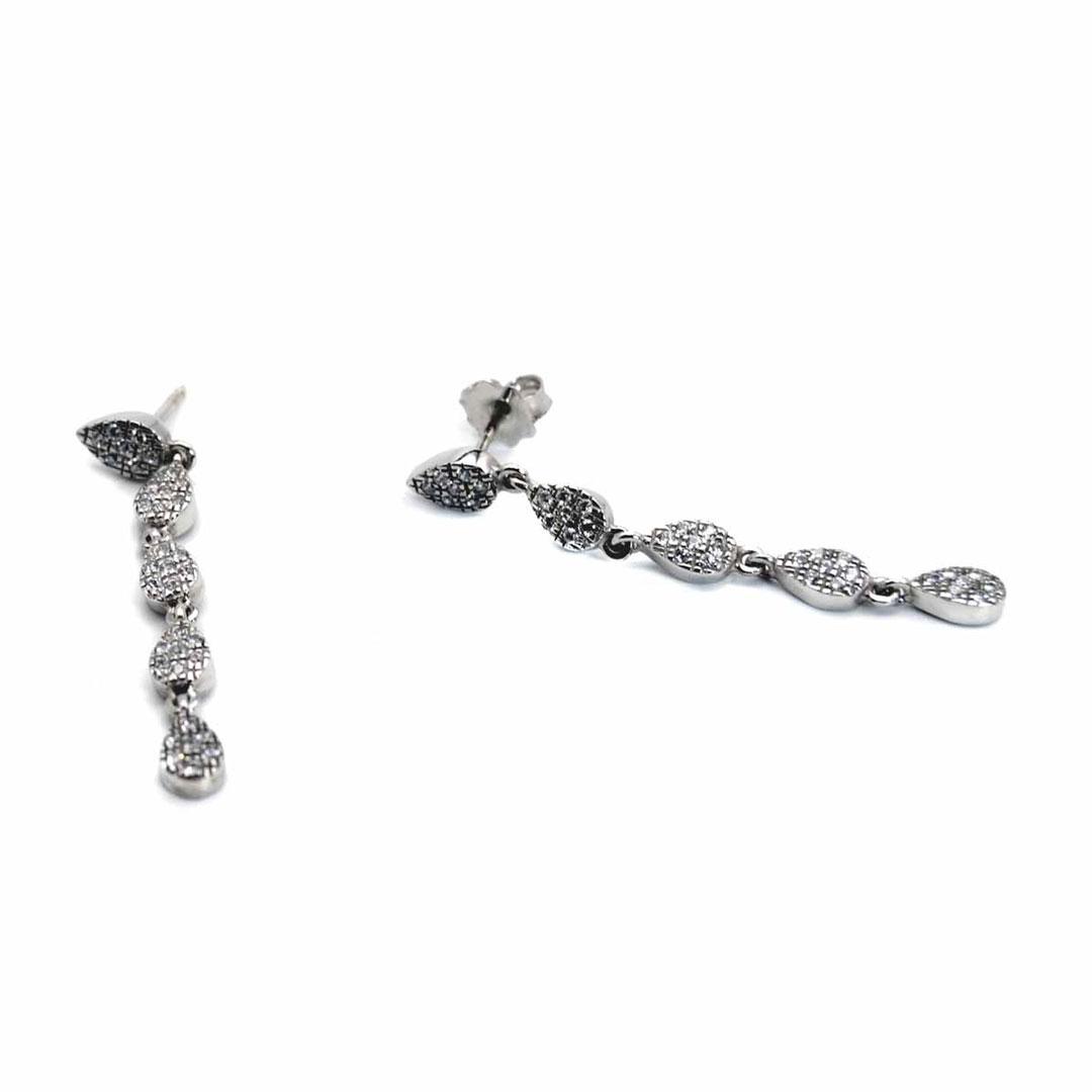 PENDIENTES LARGOS MUJER ORO BLANCO 18K CON CIRCONITAS 3246V