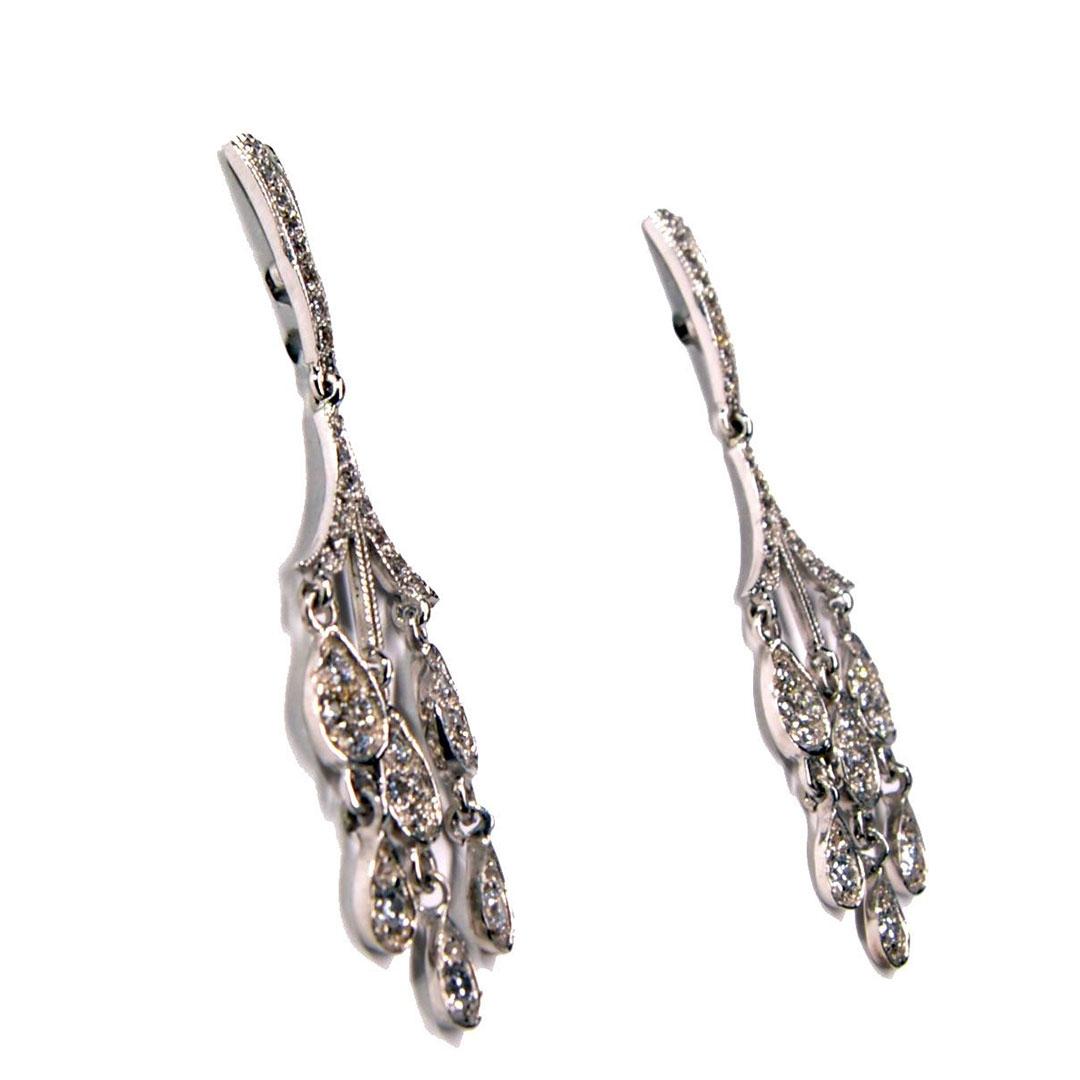 PENDIENTE LARGO MUJER ORO BLANCO 18K  3981