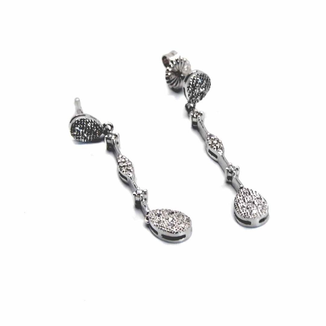 PENDIENTES LARGOS MUJER ORO BLANCO 18K Y DIAMANTES 45472BT