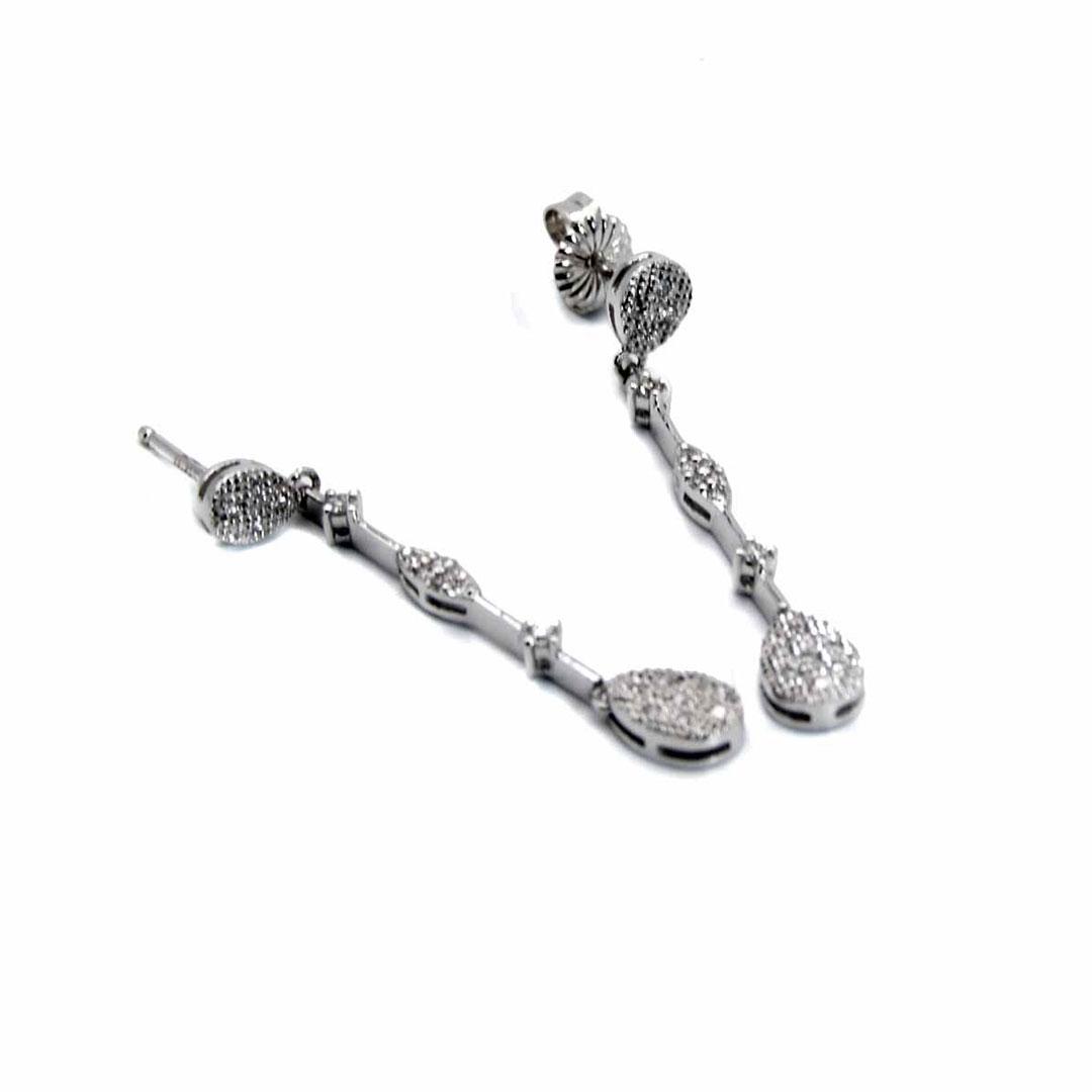 PENDIENTES LARGOS MUJER ORO BLANCO 18K Y DIAMANTES 45472BT