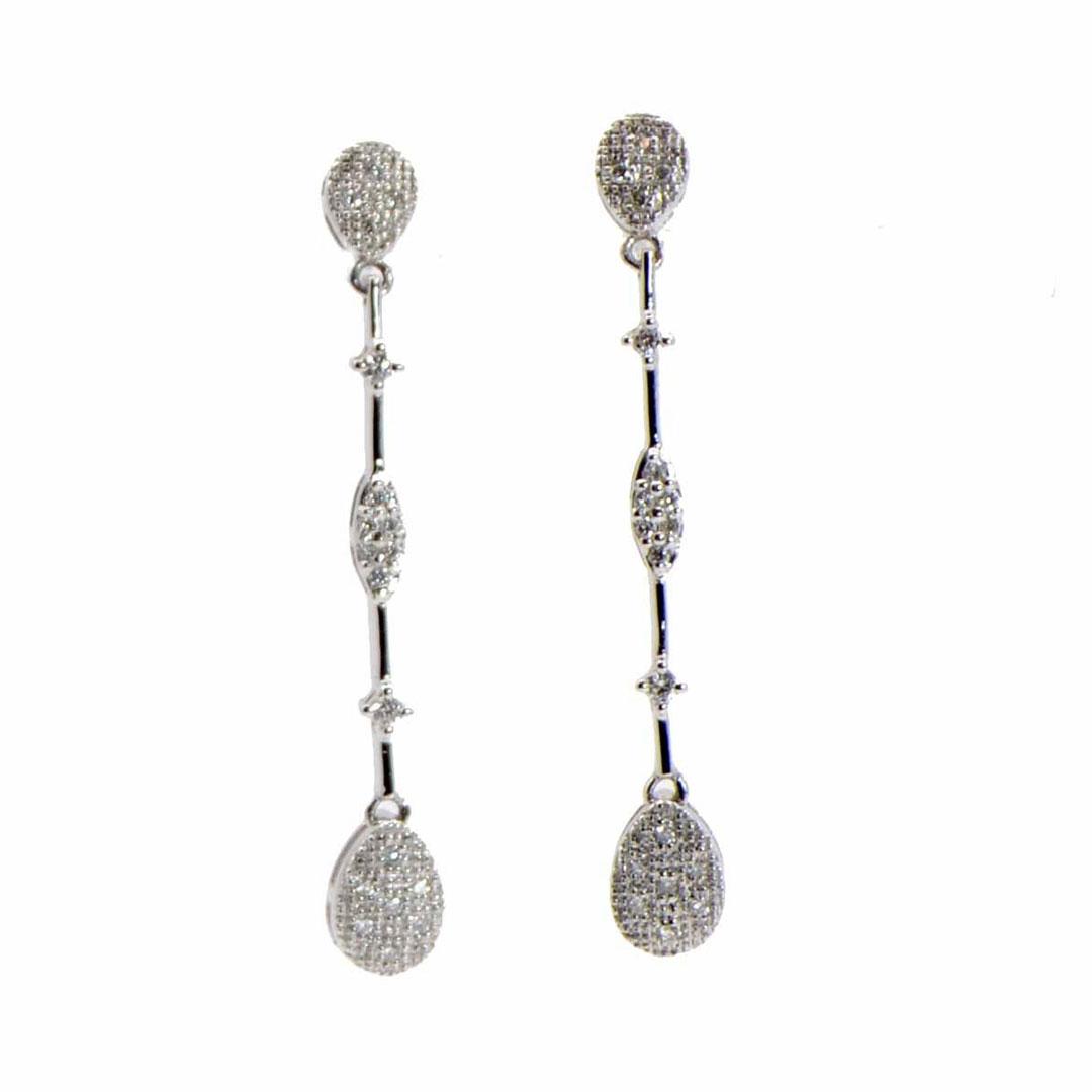 PENDIENTES LARGOS MUJER ORO BLANCO 18K Y DIAMANTES 45472BT
