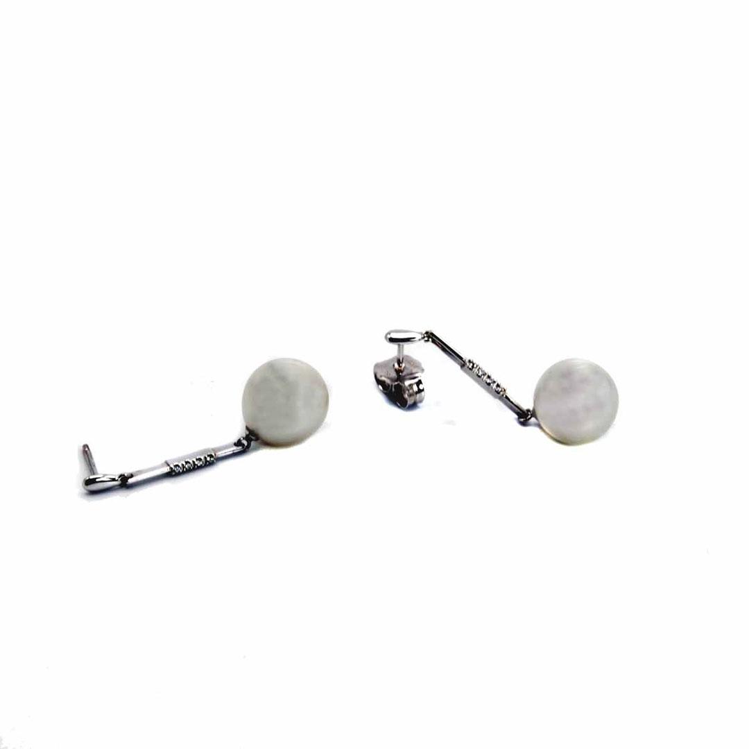 PENDIENTES LARGOS MUJER ORO BLANCO 18K, DIAMANTES Y PERLAS 4