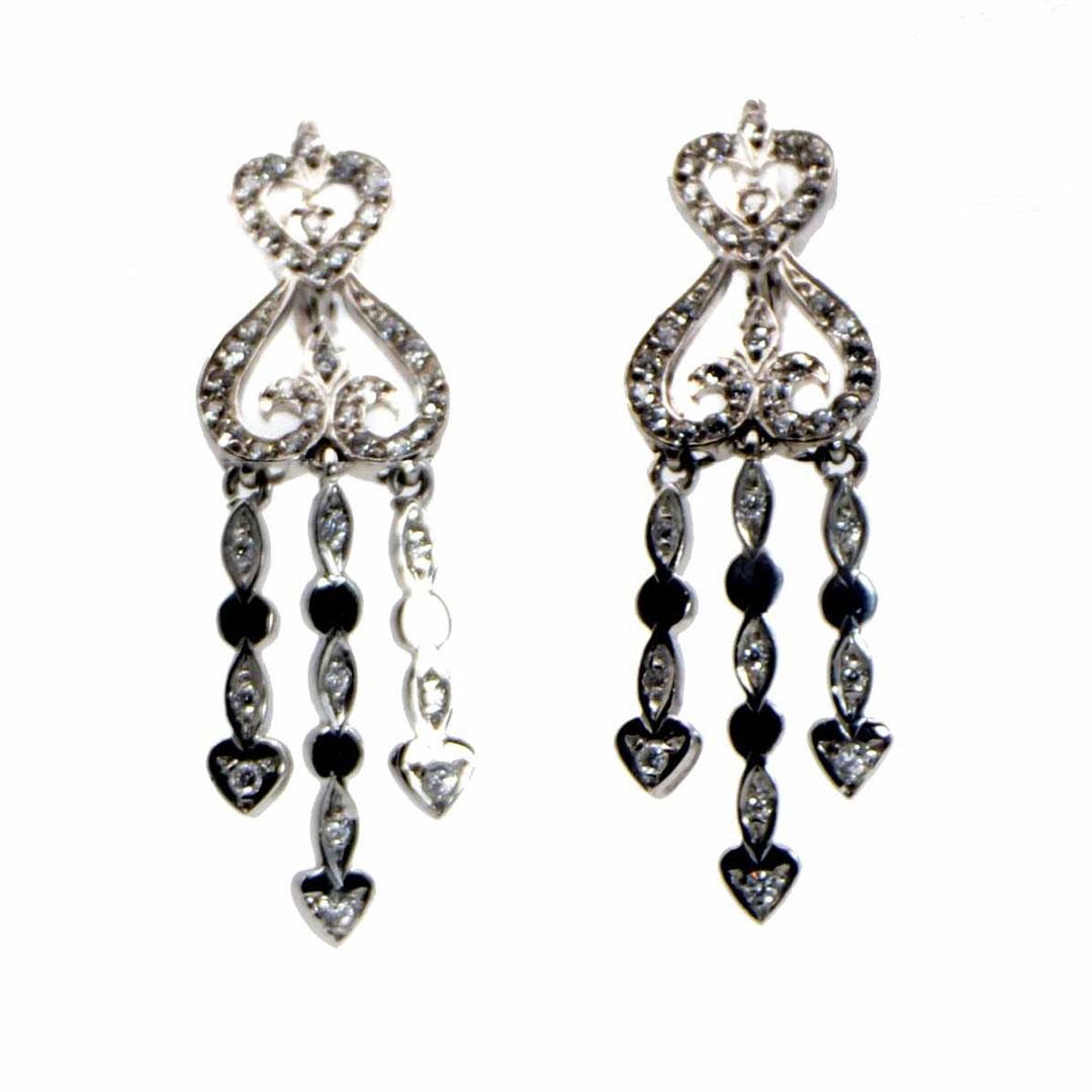 PENDIENTES LARGOS MUJER ORO BLANCO 18K CON CIRCONITAS 4947M