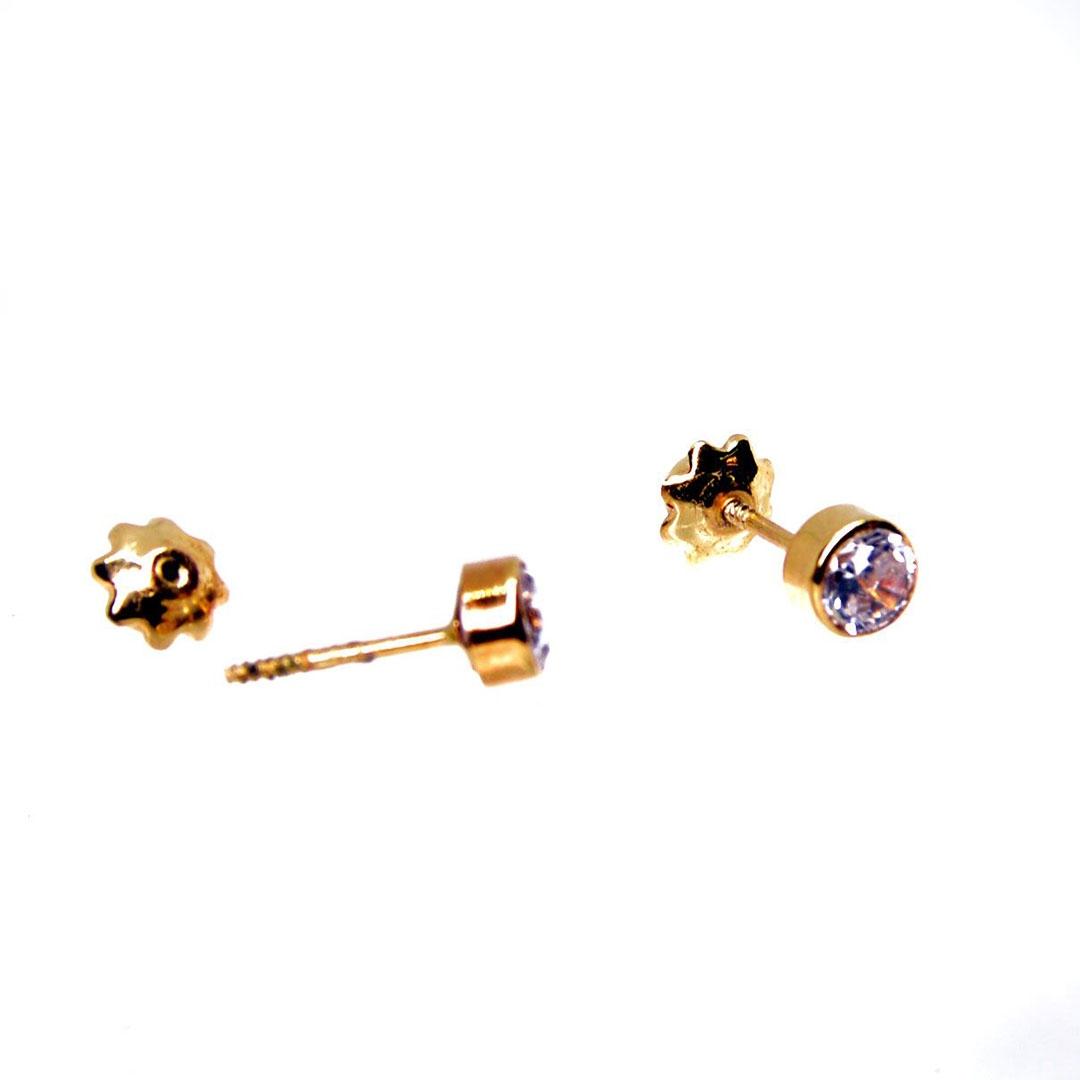 PENDIENTES BEBE ORO 18K CON CIRCONITA 5252
