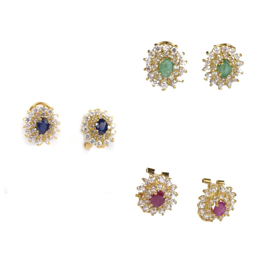 PENDIENTES MUJER ORO 18K CON PIEDRA ENGARZADA 5282