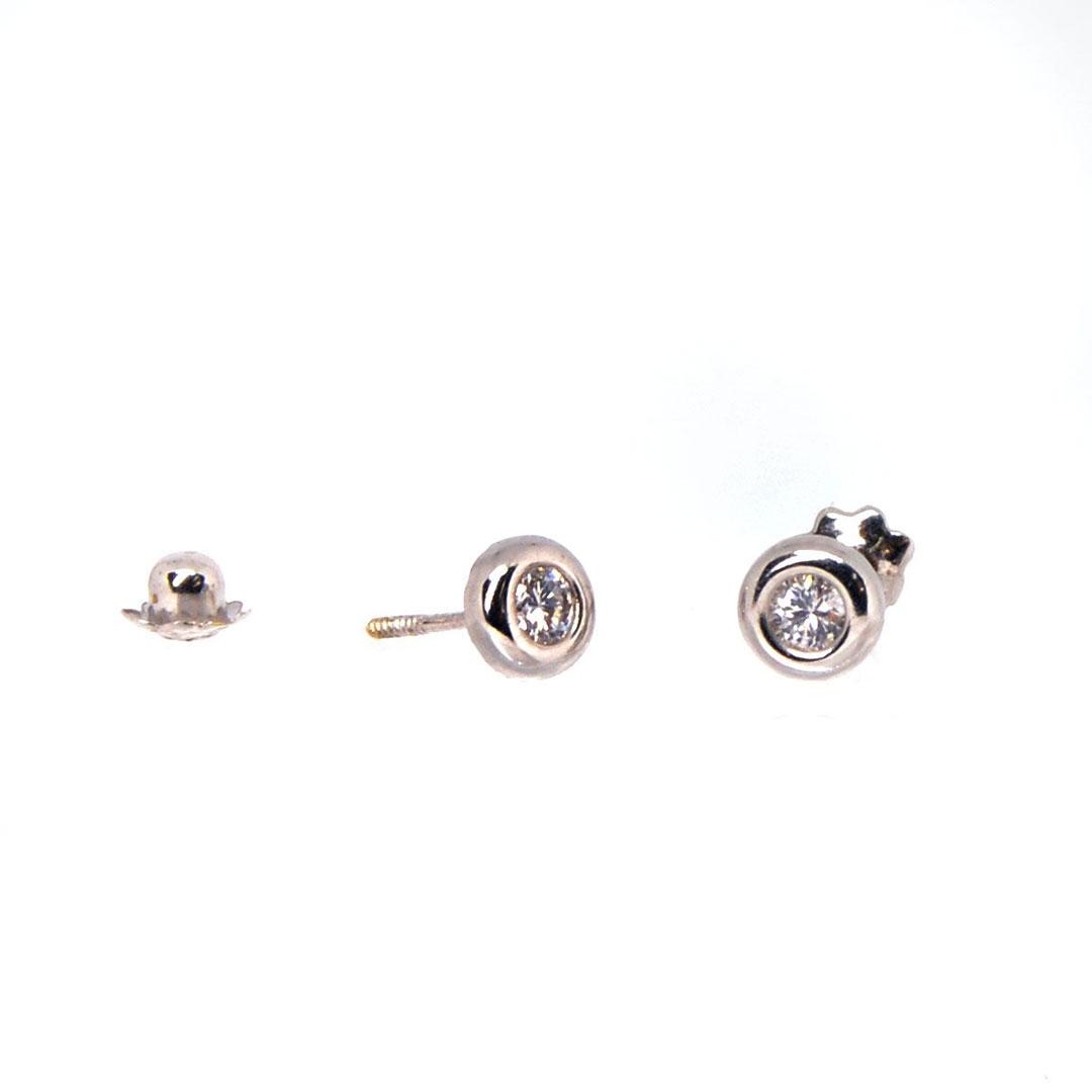 PENDIENTES BEBE ORO BLANCO 18K CON CIRCONITA 5550